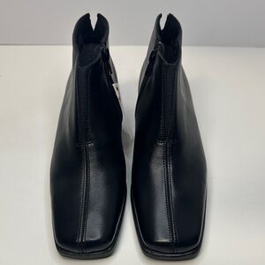 NWT Rieker Black Leather Block Heel Square Toe Ankle Bootie Women's Size 6